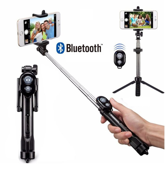 Tripod Monopod Selfie Stick Bluetooth With Button Pau De Palo selfie stick for iphone 6 7 8 plus Android stick (Retail)