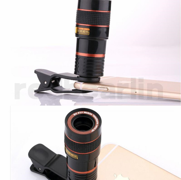 Universal 12X Optical Zoom Telescope Camera Lens Clip Mobile Phone Telescope For Smart phone in retail package