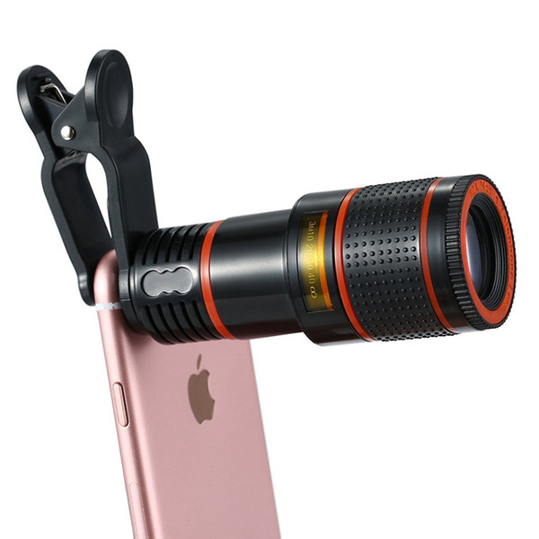 Universal Clip 8x 12x Optical Zoom HD Telescope Portable Phone Camera Lens For iPhone X For Samsung Huawei Xiao HTC Mobile Phone