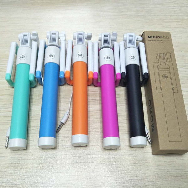 Monopod Selfie Stick with groove Tripod Cable Handheld Telescopic Monopod With Holder for iPhone Android phone with box free shopping