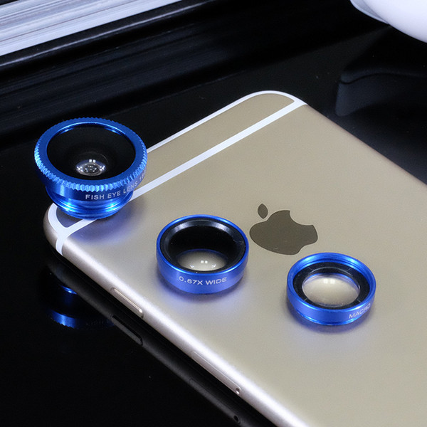 3 In 1 Universal Clip Camera Mobile Phone Lens Fish Eye + Macro + Wide Angle for IPhone 7 Samsung Galaxy S7 HTC with Retail Package