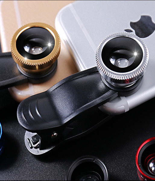 3 in 1 Universal Clip Fish Eye Wide Angle Macro Phone Fisheye glass camera Lens For iPhone Samsung Xiaomi Huawei Oppo Cheap price small MOQ