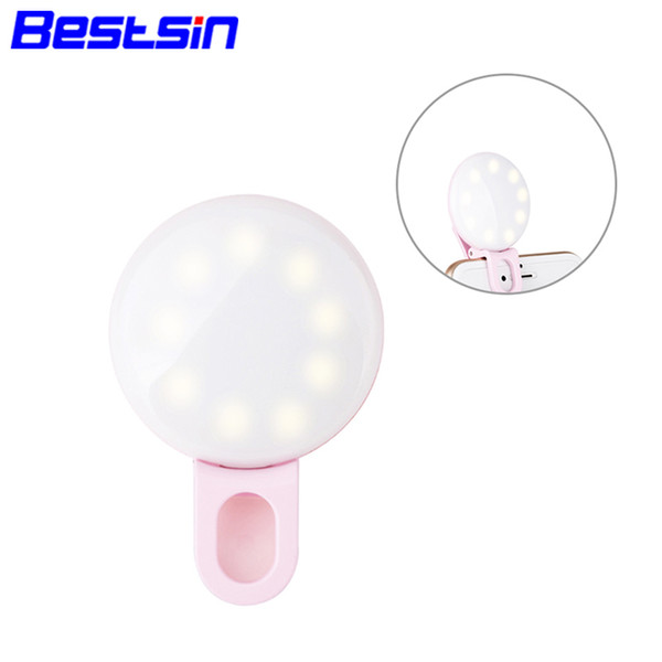 Bestsin Rechargeable Selfie Ring Light with LED Camera Photography Flash Light Up Selfie Luminous Ring with USB Cable Universal For Iphone X