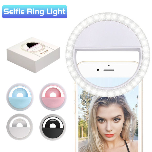 Rechargable LED Selfie Phone Light Portable Adjustable Brightness LED with Battery Enhancing Photography Efficient for Camera in Retail Box