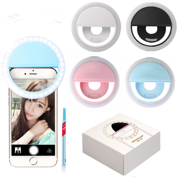 Mobile phone Selfie LED Ring Flash Light Portable Phone Selfie Lamp Luminous Clip Lamp Camera Photography Video Spotlight lens Free Shipping