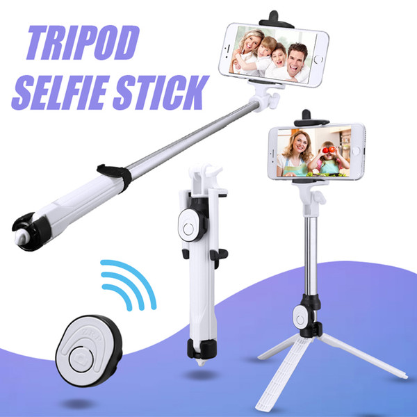 Bluetooth Selfie Stick Mini Tripod Selfie Stick Extendable Handheld Self Portrait With Bluetooth Remote Shutter For Iphone X 8 7 With Box