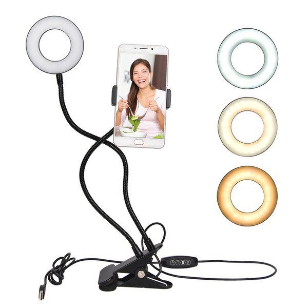 Led Selfie Ring Light for Live Stream Video Chat Live Broadcasting light with Flexible Phone Holder for Iphone 6/7Plus Samsung LG HTC