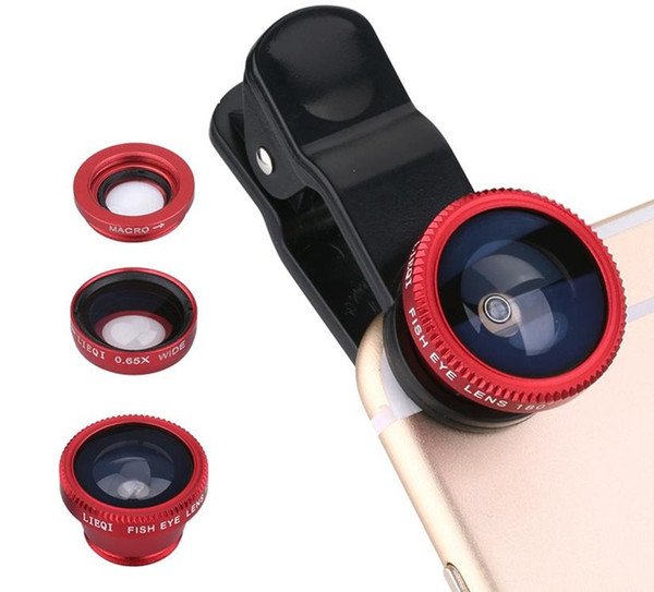 Universal 3 in1 Fish Eye+ Wide Angle + Macro Camera Clip-on Lens for For iPhone 7 Samsung Galaxy S7 HTC Huawei All Phones fisheye