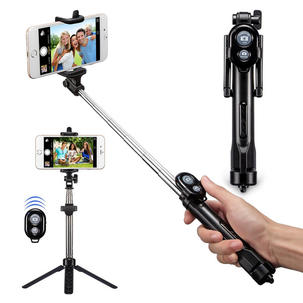 bluetooth Selfie stick Tripods bluetooth timer selfie monopods Extendable Self Portrait Stick remote for Android Iphone smartphones