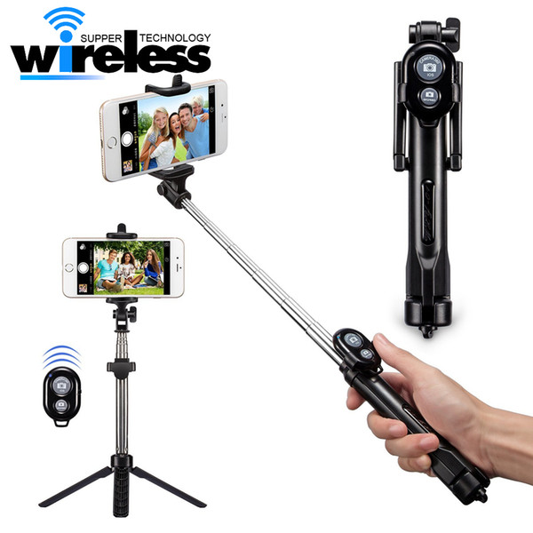 bluetooth Selfie stick Tripods bluetooth timer selfie monopods Extendable Self Portrait Stick remote for Android Iphone smartphones