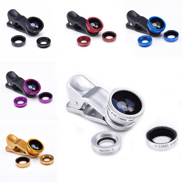 Universal 3 in 1 Clip on Macro Wide Angle Fish Eye Kit cellular Phone camera Lens For iPhone/Samsung/Sony/LG/HuaWei/XiaoMi