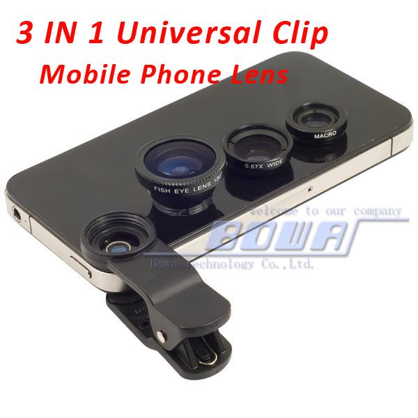 Fisheye lens 3 in 1 mobile phone clip lenses fish Eye Wide-Angle Macro for iphone XS iphone 8 7 samsung S10 note 8