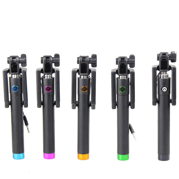 Mini Foldable Self Stick Tripod Monopod Wired Selfie Stick Cable Extendable Built-in Shutter Stick For iPhone Samsung Smartphone