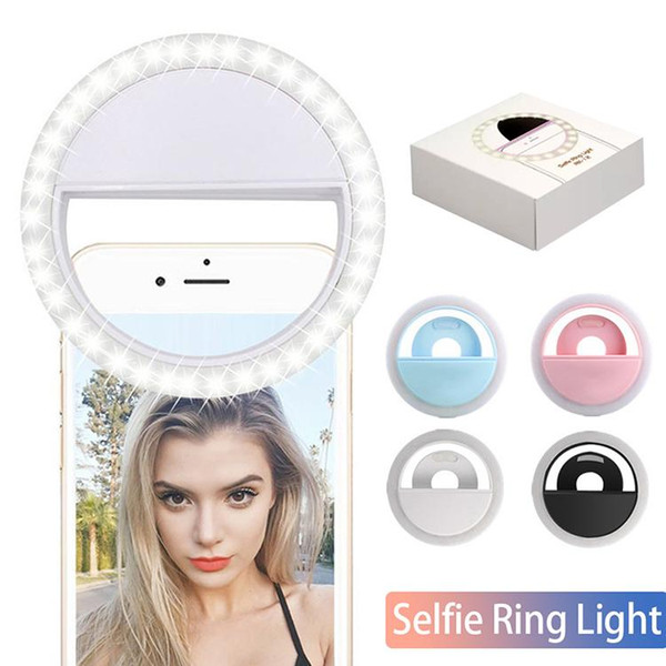 Rechargable LED Selfie Phone Light Portable Adjustable Brightness LED with Battery Enhancing Photography Efficient for Camera in Retail Box