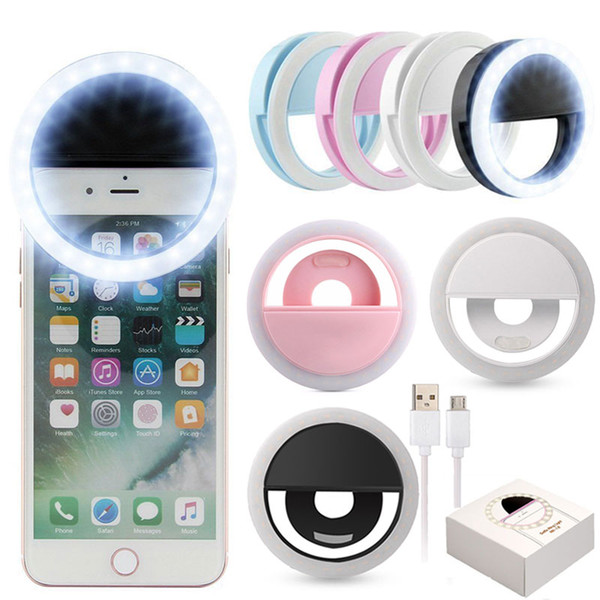 Rechargeable Luxury Selfie LED Light Camera Ring Flash Fill Light Clip On Photography for iPhone Samsung iPad Universal 3-Mode