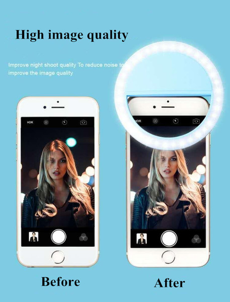 Hot Sale LED Selfie Lights RK12 Cell Phone Night Out Lamp Lens Selfie Ring Beauty Clip Enhancing Image Quality For iphone 7 7plus Samsung