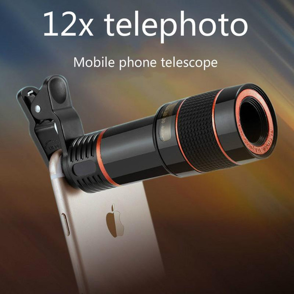 Universal Clip 12X Zoom Mobile Phone Telescope Lens Telephoto External Smartphone Camera Lens for Galaxy S9 iPhone X S8 Note 8