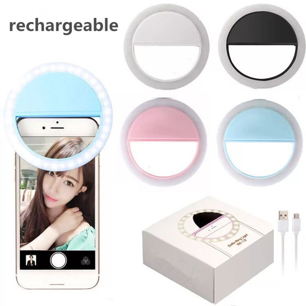 Charging LED flash beauty fill selfie lamp outdoor selfie ring light rechargeable for all mobile phone with Package