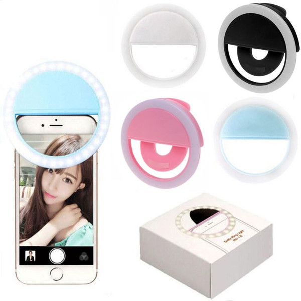 Selfie Ring Light Clip On USB Rechargeable 360 LED Camera Phone Fill Light Whiten Beauty Slimming Photography Lamp