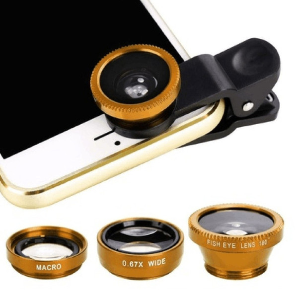 3-in-1 Wide Angle Macro Fisheye Lens Camera Kits Mobile Phone Fish Eye Lenses Clip 0.67x for iPhone Samsung All Cell Phones