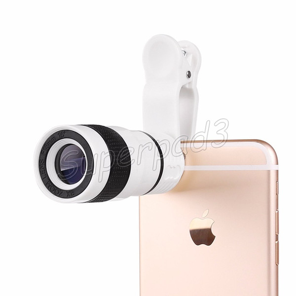 Universal 8X Zoom Cell Phone Telescope Lens With Clip Long Focal Camera Lens For Iphone Samsung HTC Sony Huawei With Retail Box