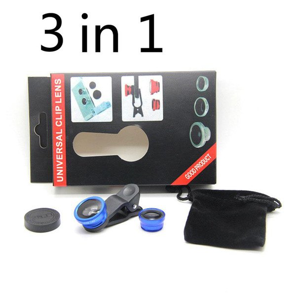 3 in 1 Universal Clip Fish Eye Wide Angle Macro Phone Fisheye camera Lens For iPhone Samsung htc lg