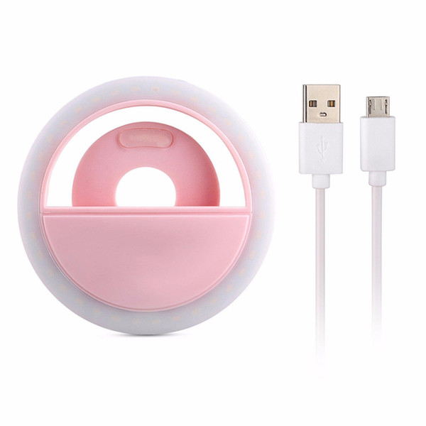 2017 New Rechargeable USB Charge with battery charging Selfie Portable LED Ring Fill Light Camera for Phone7plues 6 5s 4 Android Samsung