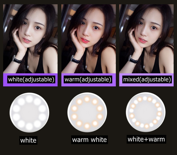 Newest MINI LED Selfie Flash Light Ring Fill Light Cold+Warm+Mixed light effect With Makeup Mirror For Smart phones Tablet