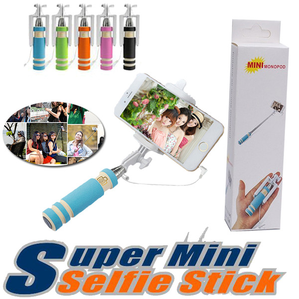 Super Mini Wired Selfie Stick Foldable Handheld Portable Extendable Monopod Fold Shutter Self-portrait Stick Holder Compatible With Phone