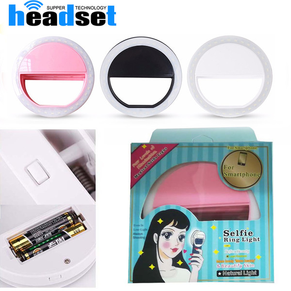 Selfie Portable Flash Led Camera Phone Ring Light Enhancing Photography for Smartphone Samsung white pink blue black