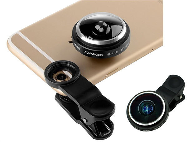 Super 235° Clip On Fish Eye Camera Wide Angle Lens Kits High Quality Universal Selfie Lens For Samsung Iphone