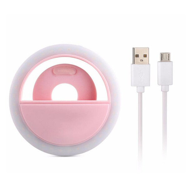 LED Ring Selfie Light Supplementary Lighting Night Darkness Selfie Enhancing for Photography for iphone7 samsung note7 with charging cable