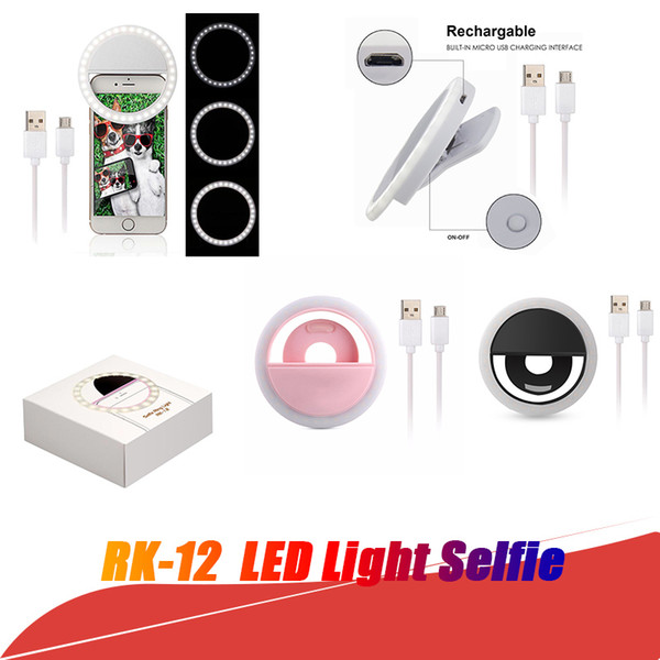 Universal LED Light Selfie Light Ring Light Flash Lamp Selfie Ring Lighting Camera Photography for Iphone Samsung with Retail Package