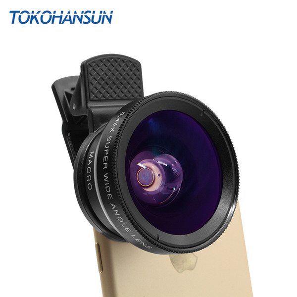 TOKOHANSUN New HD 37MM 0.45x Super Wide Angle Lens with 12.5x Super Macro Lens for iPhone 6 7 8 Plus Samsung S9 Camera lens Kit