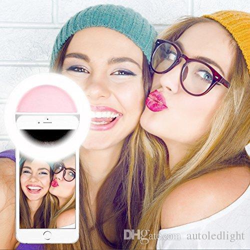 Selfie Portable Flash Led Camera Phone Photography Ring Light Enhancing Photography for Smartphone Pink and White