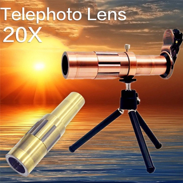 20X Telephoto Lens Kit Zoom Optical Telescope Camera Lens HX-2006 Universal Focus Mobile Phone Lens with Mini Tripod and Clip