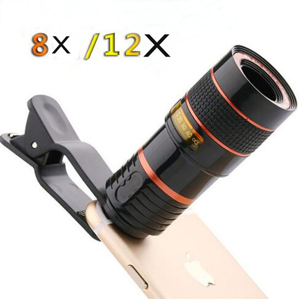 long focus cellphone camera telecopes 8x 12x telecope lens high clear camera photo device optical cellphone lens with clip for mobilephone