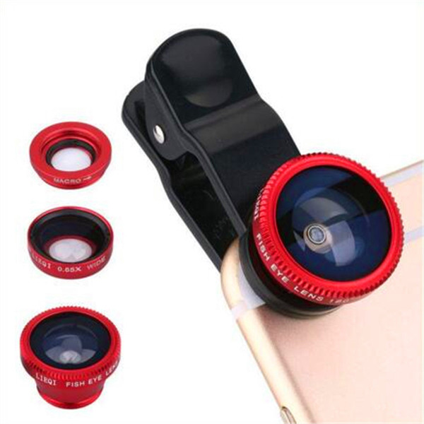 3 in 1 Universal Clip Fish Eye Lens Wide Angle Macro Lens Mobile Phone Camera Glass Fisheye Lens For iPhone Samsung With Package