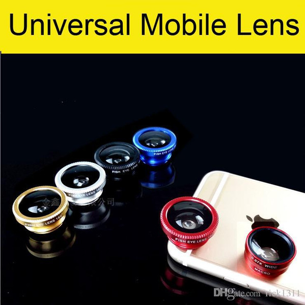 3 In 1 Universal Clip Camera Mobile Phone Lens Fish Eye + Macro + Wide Angle For iPhone 7 Samsung Galaxy S7 HTC Huawei All Phones fisheye