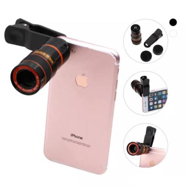 New Universal 8X Magnification Zoom Optical Mobile Phone Telescope Camera Lens With Clip For iphone 5 6 7 Plus Samsung LG Huawei