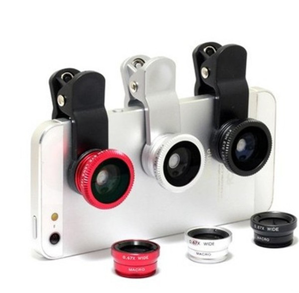 NEW Universal 3 in 1 Wide Angle Macro Fish eye Lens Camera Mobile Phone Lenses Fish Eye Lentes For iPhone 6 7 Smartphone Microscope