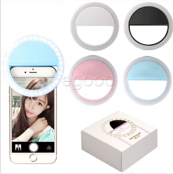 Rechargeable Universal LED Selfie Light Ring Light Flash Lamp Selfie Ring Lighting Camera Photography For iPhone Samsung With Retail Package