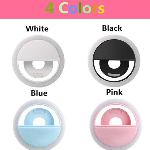 Rechargeable Universal Luxury Smart Phone Selfie LED Flash Light Up Selfie Luminous Phone Ring For iPhone X Android With USB Charging DHL