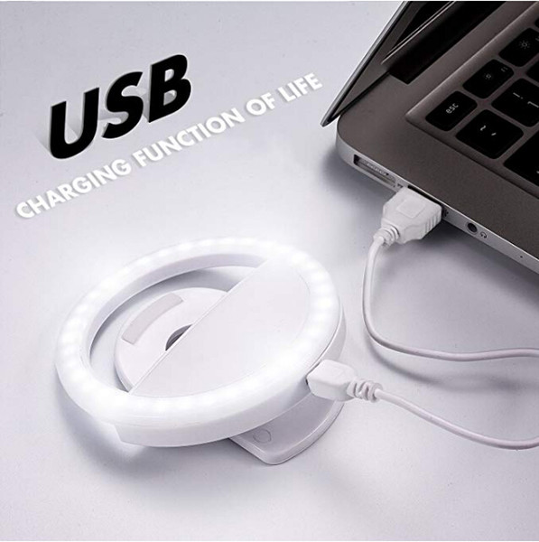 2019 New LED Light USB Selfie Light Ring Light Phone Rechargeable Flash Lamp Selfie Ring Lighting Camera Photography for all cellphones