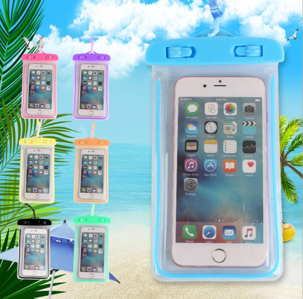 Universal Waterproof Beach Bag Case For iPhone 7 X case Luminous Transparent Pouch For Mobile phones under 6.5 inches are common