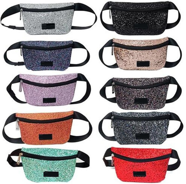 10 color Glitter Pink letter Waist Bag LOVE PINK Shiny Sequin Fanny Pack PACKS Waterproof Shoulder Beach Bags belt travel