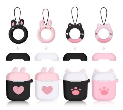 Lovely Heart Soft Touch Silicone Cover Case Cat-pad earphone case for Apple Airpods Charing Box with opp bag