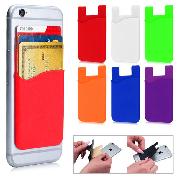 2019 Hottest Wallet Credit Card Cash Holder Pouch Stick-On Phone Pocket Sticker for iPhone X/8/7 Samsung Universal 3m Glue DHL Free