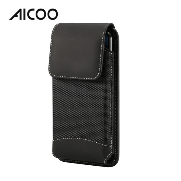 AICOO Men Mobile Phone Universal Hanging Waist Leather Case Vertical Version Durable Oxford Cloth Slightly Waterproof Package OPP Bag