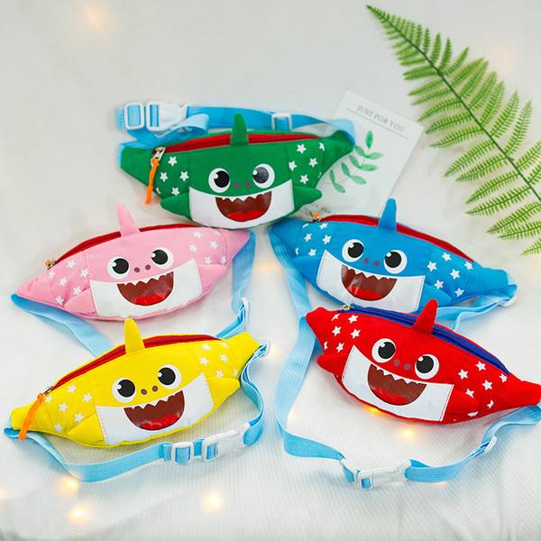 Baby Shark Cute Cartoon Baby Boy Girl One Shoulder Bag Fashion Canvas Candy Color Animal Shark Kids Bags Zipper Mini Purse 5 Color A326010